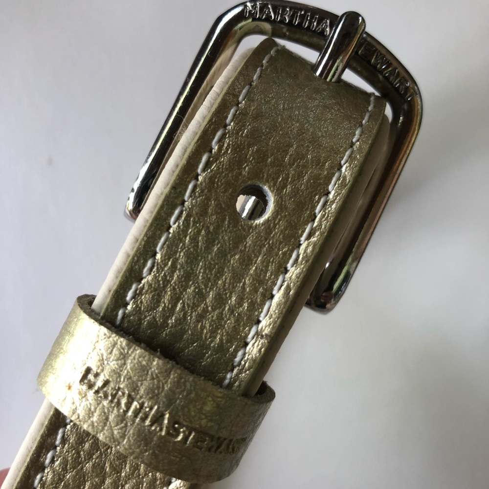 Martha Stewart Pets gold lamé leather dog collar